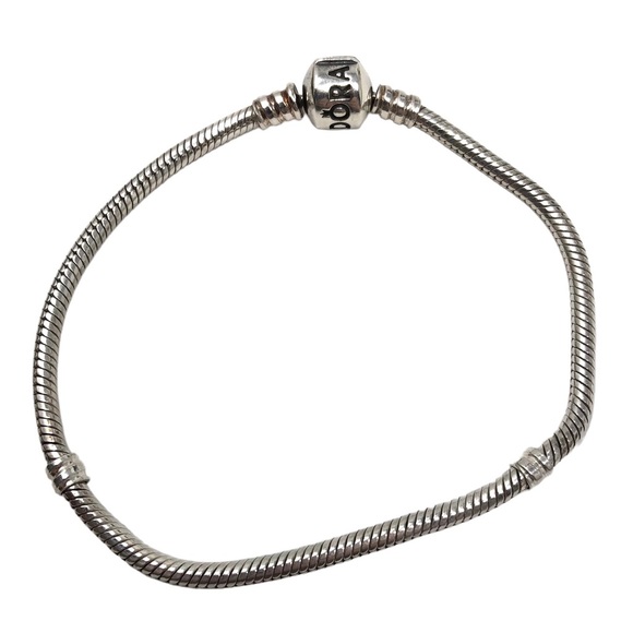AUTHENTIC Pandora Moments Sterling Silver Snake Chain Bracelet Size 7.9 - Picture 3 of 6